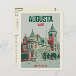 Cartão Postal Retro Augusta Maine, antigo Gabinete de Posto