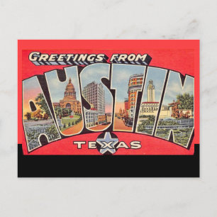 Cartão postal retro Austin Texas linha preta