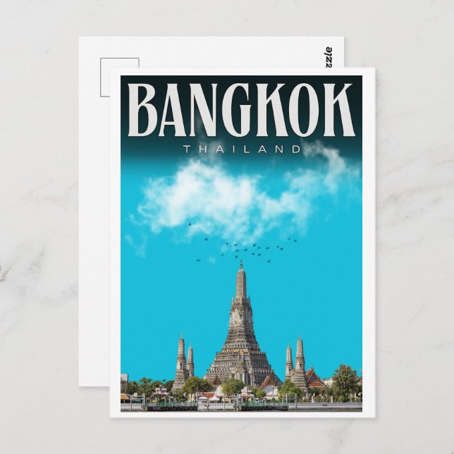 Cartão Postal Retro Bangkok city  Wat Aru- Thailand travel gifts (Frente/Verso)