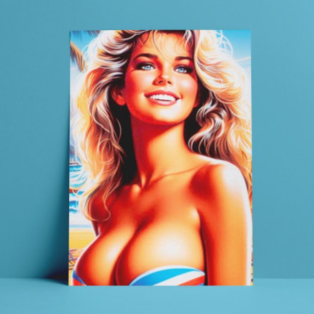 Cartão Postal Retro Beach Girl (Criador carregado)