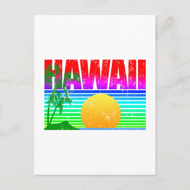 Cartão Postal Retro Beach Hawaii Sunset (Frente)