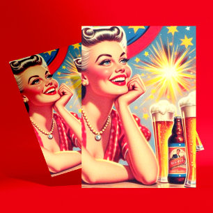 Cartão Postal Retro Beer Girl