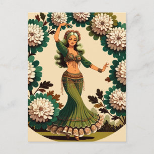 Cartão Postal Retro Belly Dancer