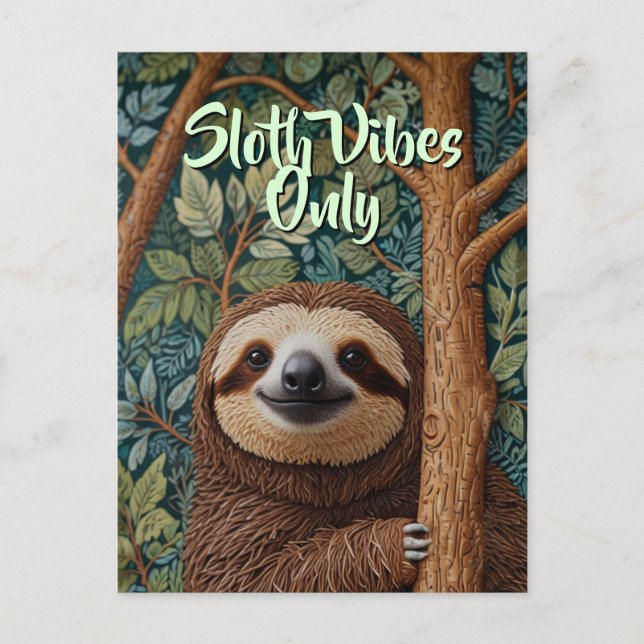 Cartão Postal Retrô bonito, Sloth Hang. (Frente)