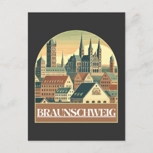 Cartão Postal Retro Braunschweig Skyline