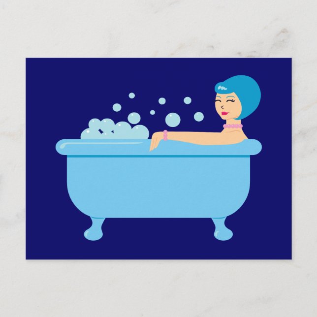 Cartão Postal Retro Bubble Bath Girl (Frente)