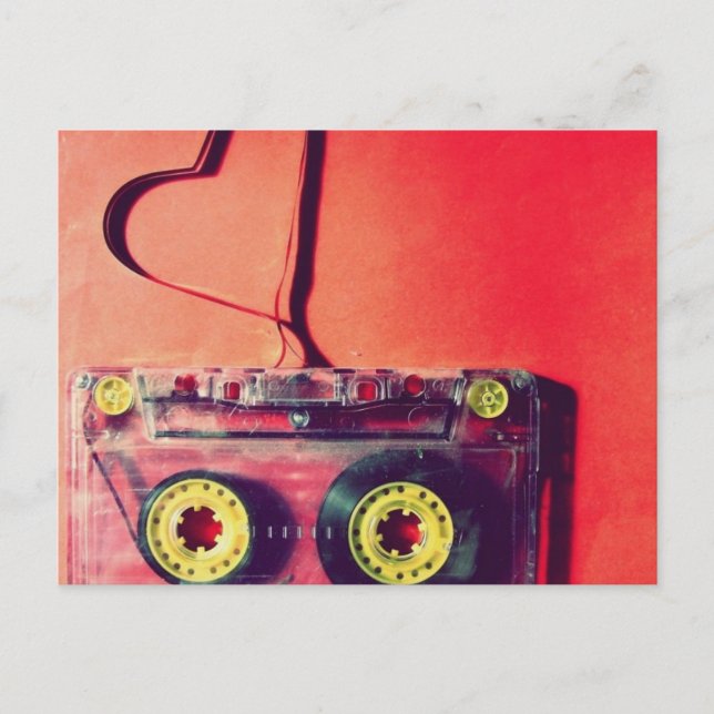 cartão postal,retrô,cassete,amor,coração (Frente)