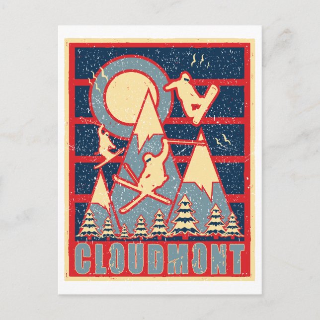 Cartão Postal Retro Cloudmont Ski 80s (Frente)