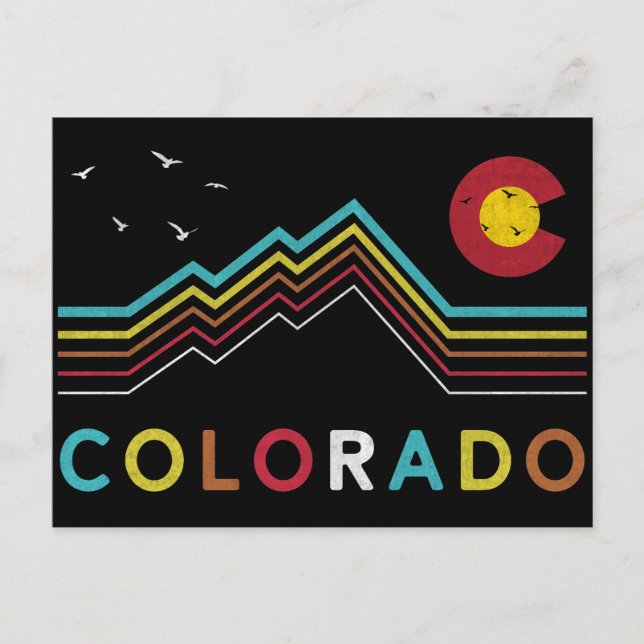 Cartão Postal Retro Colorado Flag Rocky Mountain Souvenir (Frente)