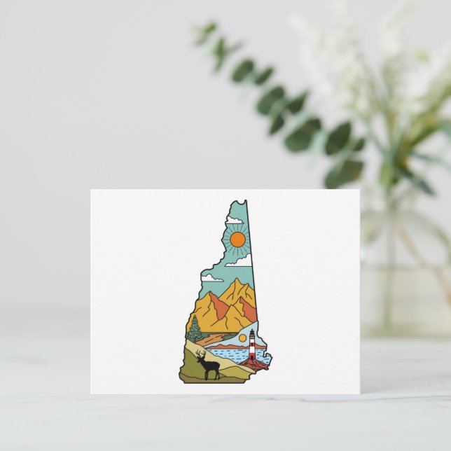 Cartão Postal Retro Concord New Hampshire White Mountain (Em pé/Frente)