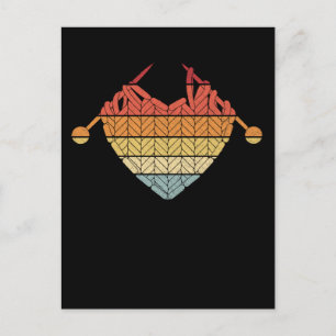 Cartão Postal Retro Crochet Yarn Heart Hobby Crafting Love