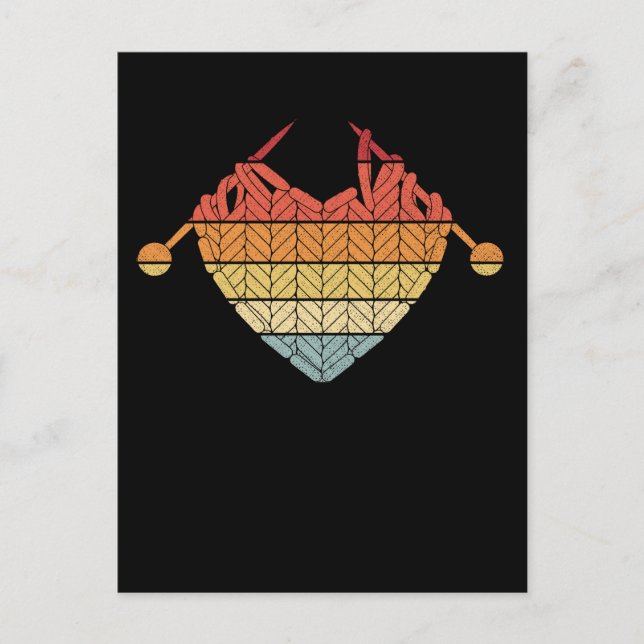 Cartão Postal Retro Crochet Yarn Heart Hobby Crafting Love (Frente)