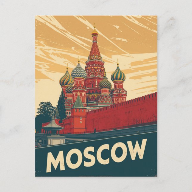 Cartão Postal Retro da Catedral de Moscou (Frente)