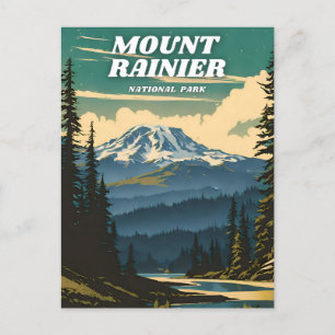 Cartão Postal Retro da ilustração do Parque Nacional Monte Raini