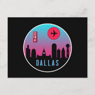Cartão Postal Retro Dallas City Texas Skyline Cityscape Souvenir