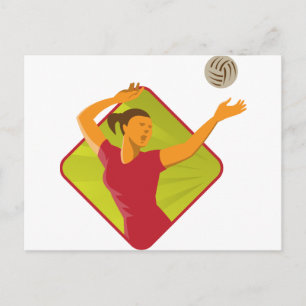 Cartão Postal Retrô De Bola De Voleibol