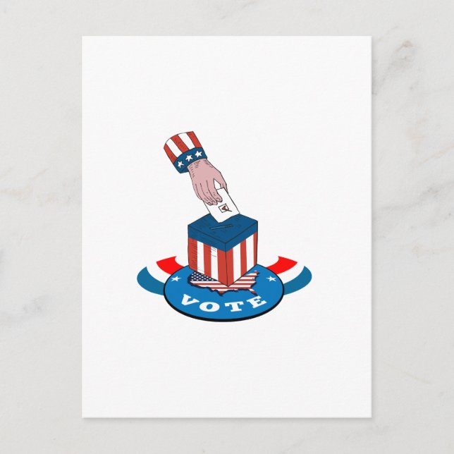 Cartão Postal Retro de Caixa de Voto de Eleições Americanas (Frente)