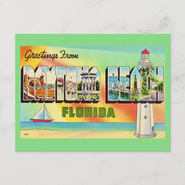 Cartão postal retrô de Daytona Beach (Frente)