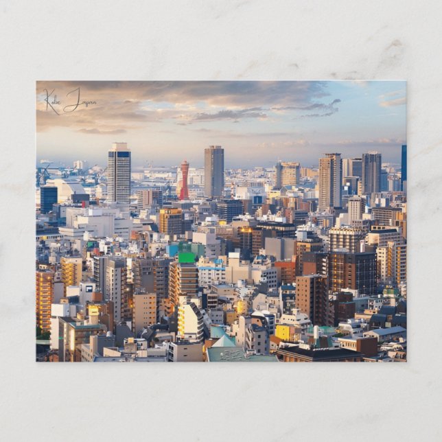 Cartão Postal Retro de férias da cidade de Kobe, na viagens vint (Frente)