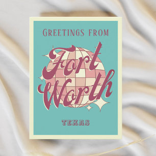 Cartão postal retrô de férias em Fort Worth Texas