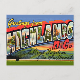 Cartão postal retrô de Highlands NC
