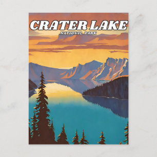 Cartão Postal Retro de ilustração do Parque Nacional do Lago Cra