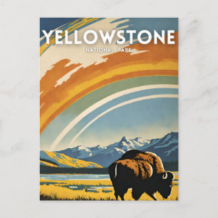 Cartão Postal Retro de ilustração do Parque Nacional Yellowstone