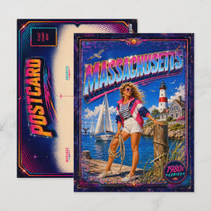 Cartão postal retrô de Massachusetts dos anos 80