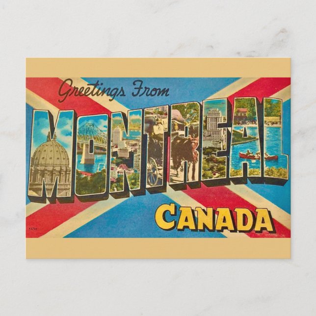 Cartão postal retrô de Montreal Canadá (Frente)