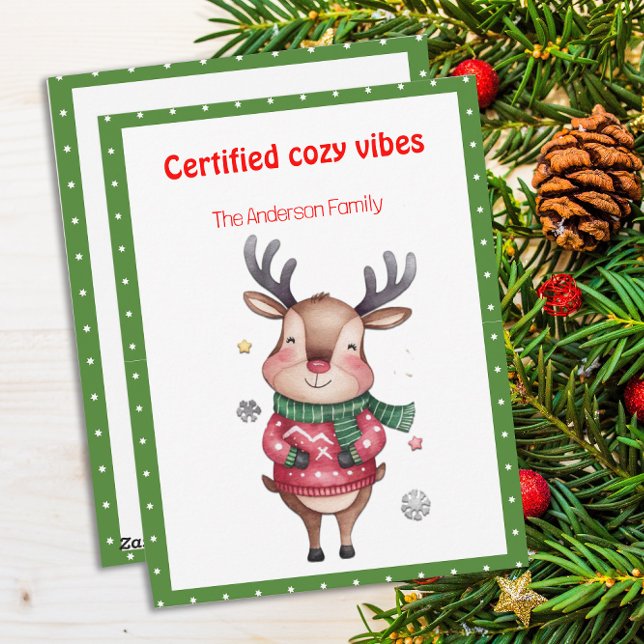 Cartão postal retrô de Natal com rena engraçada (Criador carregado)