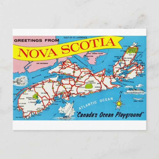 Cartão postal retro de Nova Scotia (Frente)