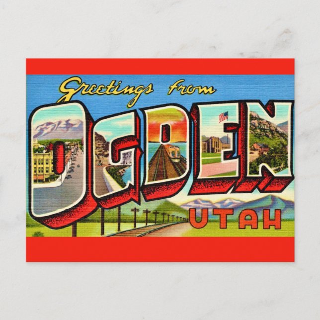 Cartão postal retrô de Ogden Utah (Frente)
