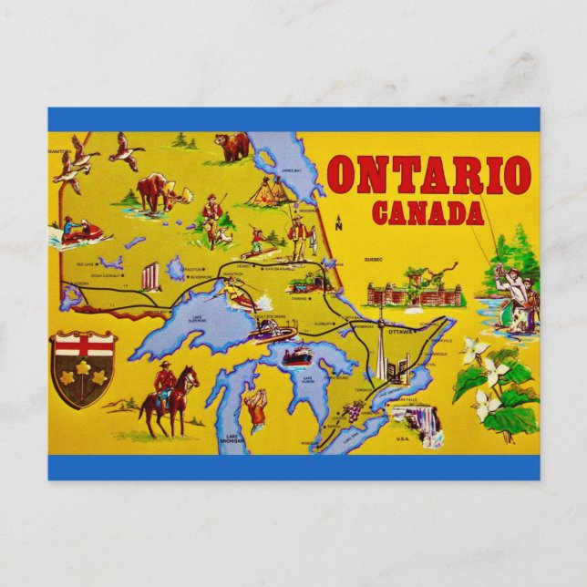 Cartão postal retrô de Ontário Canadá (Frente)