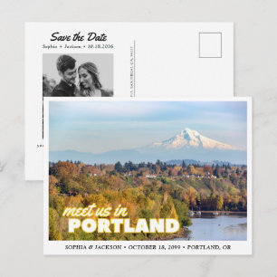 Cartão Postal Retro de Salve a Data Portland Mount