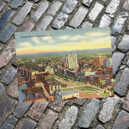 Cartão Postal Retro de Savannah GA para visualização aérea