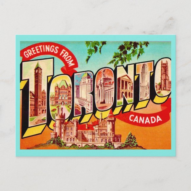 Cartão postal retrô de Toronto Canadá (Frente)