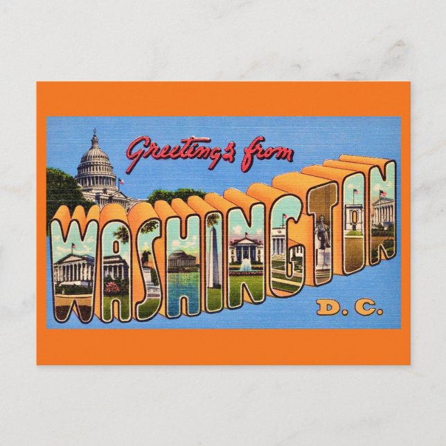 Cartão Postal Retro de Washington DC (Frente)
