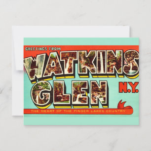 Cartão postal retrô de Watkins Glen, NY