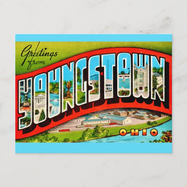 Cartão postal retro de Youngstown Ohio (Frente)