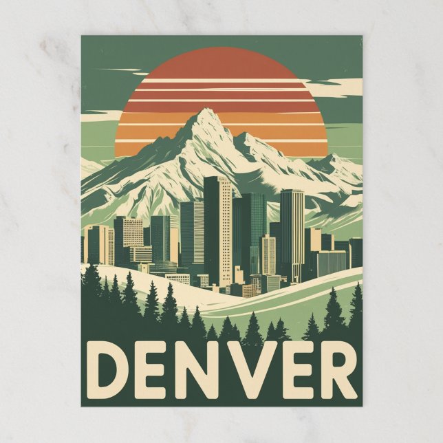 Cartão Postal Retro Denver Mountain City (Criador carregado)