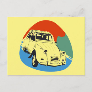 Cartão Postal Retro Deux Chevaux caracol de estanho