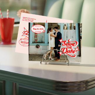 Cartão Postal Retro Diner Save The Date Post Card