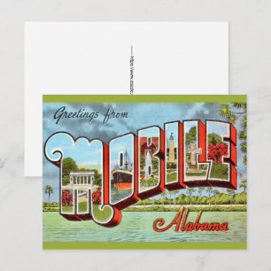 Cartão postal retro do Alabama móvel