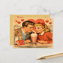 Cartão postal retro do Dia dos Namorados americano