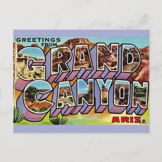 Cartão Postal Retrô do Grand Canyon (Frente)