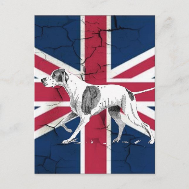 Cartão Postal Retro English ponteiro dog British union jack flag (Frente)