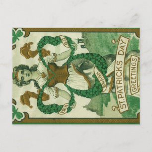 Cartão Postal Retro - Erin Go Braugh. Saudações do Dia de São Pa