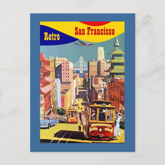 CARTÃO POSTAL RETRO ESSIBILIZADO COLORIDO SAN FRAN (Frente)