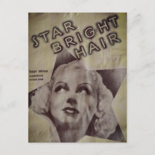 Cartão Postal Retro Estrela Brilhante Cabelo Anúnc