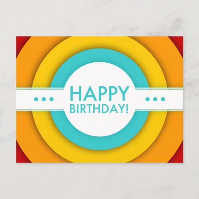 Cartão Postal retro feliz aniversário (Frente)